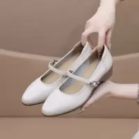 小码休闲舒适软底真皮牛皮浅口软底软皮扣带女单鞋女鞋2025新款