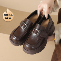 真皮厚底乐福鞋2025年春秋新款复古时尚百搭玛丽珍软底43大码皮鞋