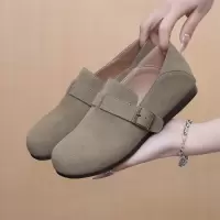 真皮磨砂皮鞋女2025春秋新款复古女鞋休闲百搭平底鞋运动软底单鞋