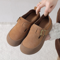 磨砂皮勃肯乐福鞋女2025春新款学院风搭扣一脚蹬软底舒适休闲女鞋