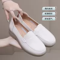 软底妈妈鞋2025春季平跟舒适一脚蹬女鞋头层牛皮中老年圆头单鞋女