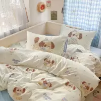 2025春秋宿舍水洗棉卡通印花四件套简约床上三件套厂家床笠款