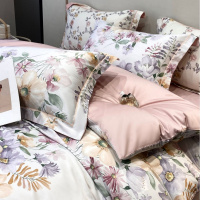 A类轻奢风100支新疆长绒棉四件套数码印花纯棉高级感花卉款套件
