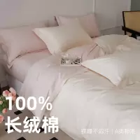 轻奢100支长绒棉纯棉四件套全棉贡缎简约纯色床上被套床单床笠式