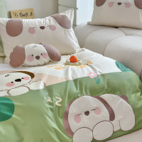 可爱小狗水洗棉四件套ins卡通风儿童三件套全棉亲肤印花被套