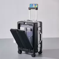 一键前开口多功能行李箱20寸登机箱新干旅行箱铝框密码拉杆箱