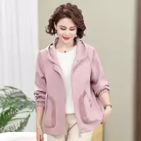 2025年新款连帽妈妈装大码宽松春秋外套女洋气中老年春装衣服开衫