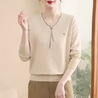 妈妈春秋洋气红色毛衣穿搭中老年女装洋气打底小衫薄款春天衣服50