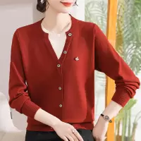 妈妈装针织衫上衣女40-50-60岁中老年人假两件衣服中年女装春秋款