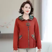 年女装中老年妈妈装外套连帽拼接款婆婆装宽松衣服40-50-60岁