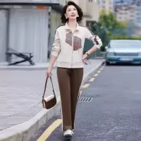 新款妈妈套装春40-60岁中老年人洋气女装大码宽松衣服长袖两件套
