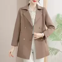 新款风衣外套妈妈装春装女40岁纽扣开衫中老年女装大码大衣50岁女