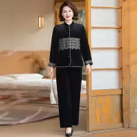 时尚中老年女装大码婆婆装40-60岁妈妈两件套春秋装女宽松衣服女