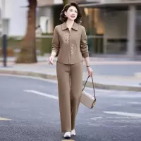 时尚妈妈装套装40岁洋气刺绣款中老年女装气质中年两件套运动服春