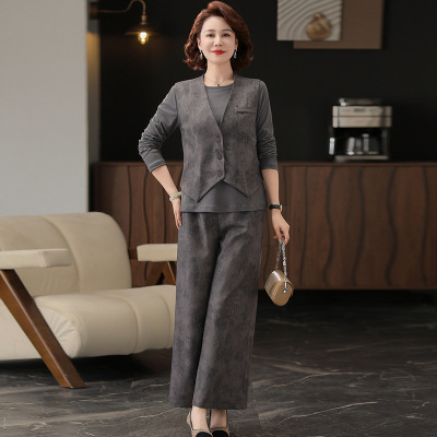 洋气妈妈套装40岁中老年人衣服春秋新款服装中年三件套50岁大码春