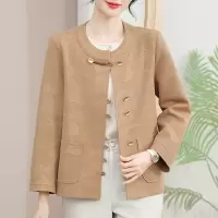 短款妈妈装春装外套40-60岁洋气圆领婆婆装中老年人春季休闲衣服