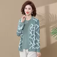 阔太太春秋洋气针织衫中年女装早秋上衣两件套中老年妈妈秋装套装