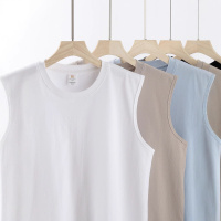 男士外穿重磅坎肩无袖T恤背心男夏健身运动棉圆领宽松短袖