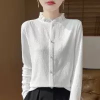 半高领花边领长袖衬衫女装春秋配西装内搭小衫叠穿打底衫上衣