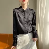 新中式复古盘扣白色衬衫女春夏装新款设计感别致长袖上衣气质