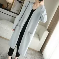新款针织长开衫秋冬女针织长裙V领大码无扣开衫慵懒风时尚外套