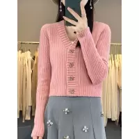 法式小香风羊毛开衫外套女秋季女装短款修身气质毛衣外搭上衣