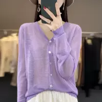 韩版宽松冰丝外套女2025夏季新款针织空调房开衫外搭女