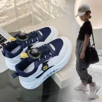 女童运动鞋春秋新款百搭儿童网面板鞋潮旋转纽扣学生休闲软底单鞋