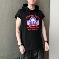 2025夏季新款男士无袖T恤ins潮流宽松百搭体恤衫休闲圆领连帽上衣