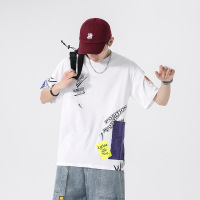 2025夏季新款短袖T恤港风宽松纯棉半袖T恤宽松潮男士上衣