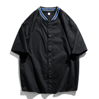 日系质感短袖衬衫男士2025春夏新款宽松潮牌ins风衬衣单排扣纯色