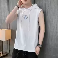 男士T恤无袖韩版潮流ins时尚上衣坎肩印花圆领纯棉休闲打底衫