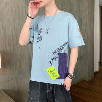 短袖T恤男士夏季新款ins潮流纯棉潮牌宽松圆领印花打底衫