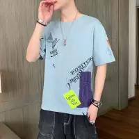 短袖T恤男士夏季新款ins潮流纯棉潮牌宽松圆领印花打底衫