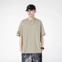 短袖T恤男夏季韩版圆领打底衫绣花宽松纯棉上衣半袖体恤男士