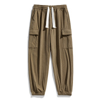 秋冬季灯芯绒休闲裤男韩版潮牌纯色束脚裤多口袋宽松长裤