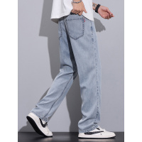 夏季新款天丝牛仔裤男宽松直筒薄款透气简约百搭垂感阔腿裤休闲款