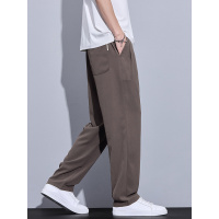 当季新款系带冰丝休闲裤男抗皱垂顺凉感纯色百搭简约空调感直筒裤