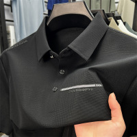 2025夏季新款精美胸标时尚男士纯色短袖中青年锦氨无痕POLO衫百搭