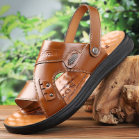 2025男士凉鞋露趾沙滩鞋男夏季防滑两用牛皮凉拖越南潮流拖鞋