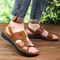 凉鞋男士夏季外穿真皮沙滩鞋男防滑防水耐穿两用拖鞋