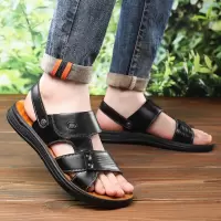 凉鞋男夏季2025真皮休闲沙滩鞋男士外穿中老年两用拖鞋子男防滑鞋