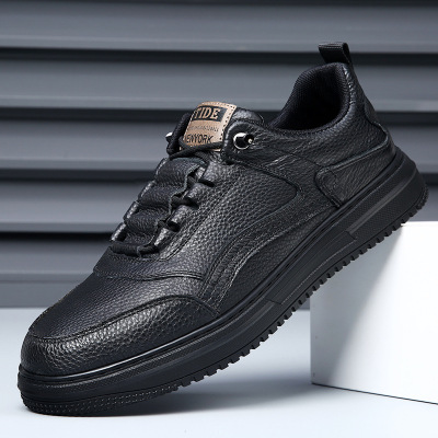 时尚软皮透气时尚男鞋软底男士板鞋白色运动鞋百搭青年休闲皮鞋子