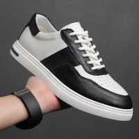 欧洲站2025年春季新款头层牛皮厚底青年休闲鞋韩版简约男款运动鞋