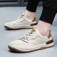 牛皮男鞋子2025春季新款歪头小丑鞋潮真皮透气百搭运动男士休闲鞋