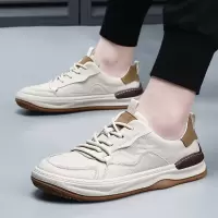 牛皮男鞋子2025春季新款歪头小丑鞋潮真皮透气百搭运动男士休闲鞋