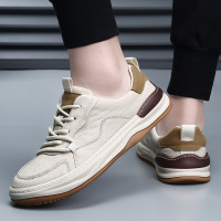 真皮板鞋男款萌丑芒果鞋高帮鞋子男透气防滑百搭男士欧洲站休闲鞋