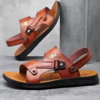 中老年凉鞋男透气休闲沙滩鞋夏季软底防滑凉拖鞋男外穿爸爸皮凉鞋