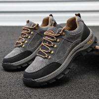 供应牛筋底翻毛牛皮劳保鞋透气防砸防穿刺钢包头系带劳保鞋子