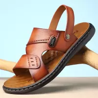 凉鞋男士夏季2025新款真皮防滑沙滩鞋男款外穿开车两用凉拖鞋子潮